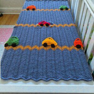 Crochet Car Themed Baby Child Blanket